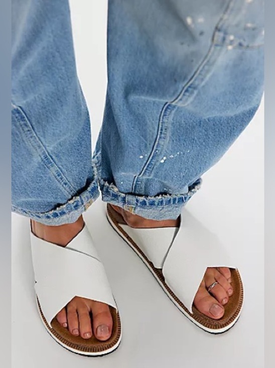 Free People Shoes - Free People Sidelines Footbed Sandals White Lizard Crisscross Size 9 Spain‎ NWOB